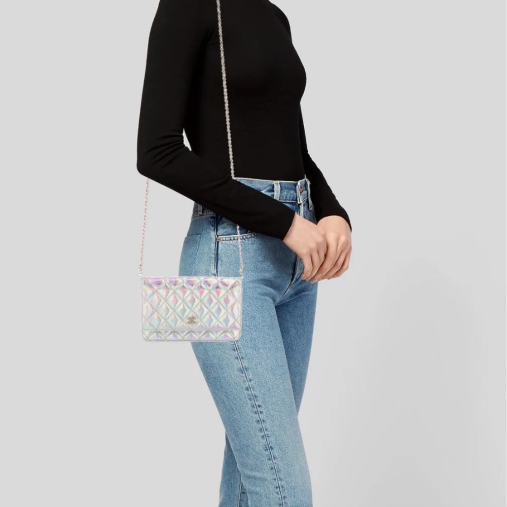 Chanel Goatskin Iridescent Holographic Wallet on Chain - Picture 14 of 14